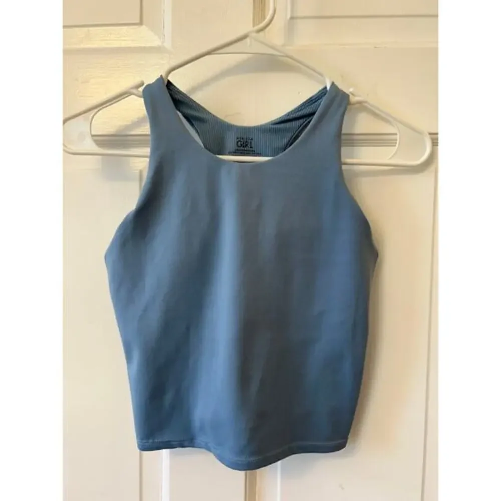 Athleta Girls Sports Top Size XL Blue Racer Back Lined w Removable Pads